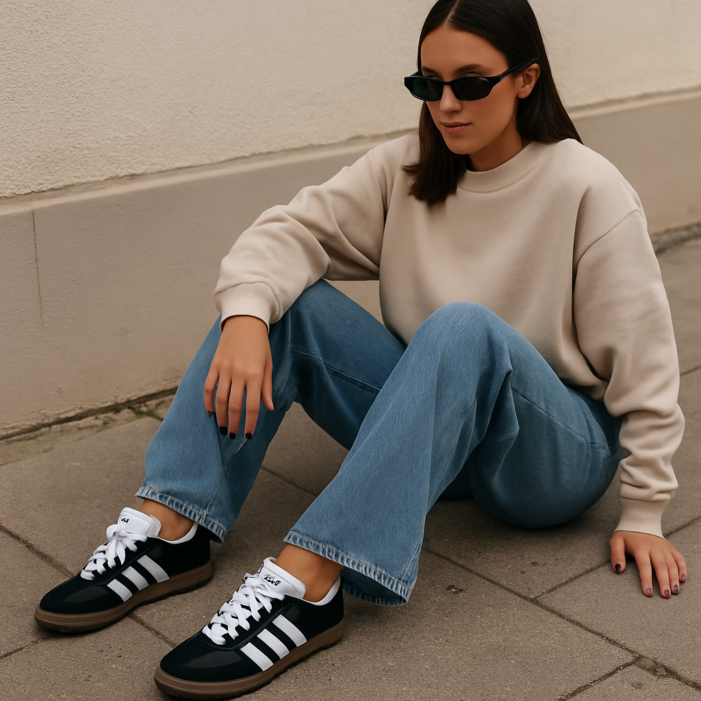 تصویر واقعی از کتونی آدیداس سامبا مشکی زنانه